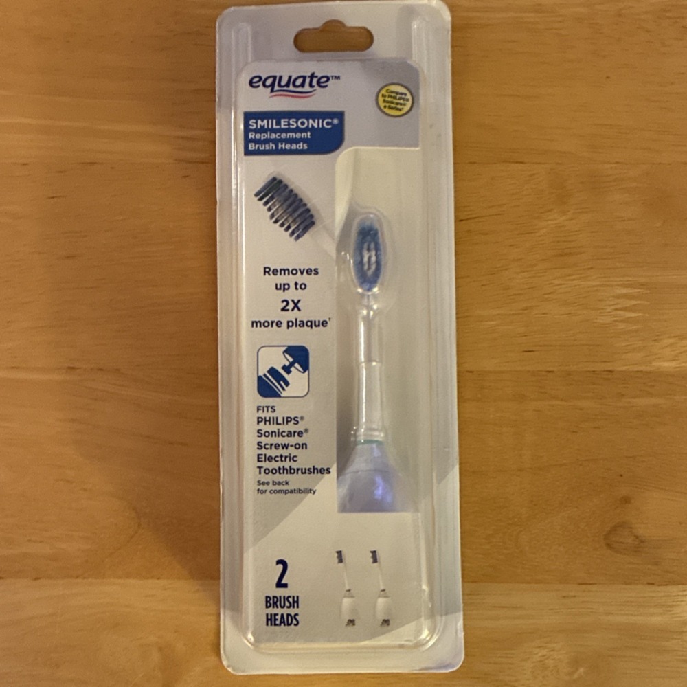 Equate SmileSonic Replacement Heads Philips Sonicare Advance/Elite White 2Ct